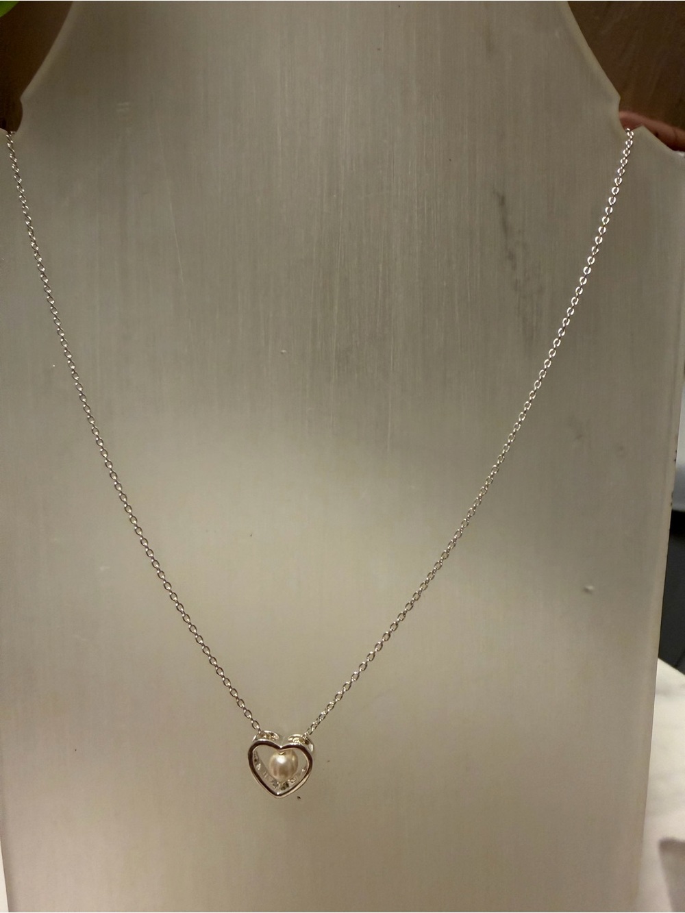 Delicate Heart Pendant Necklace with Pearl Accent - 925 silver